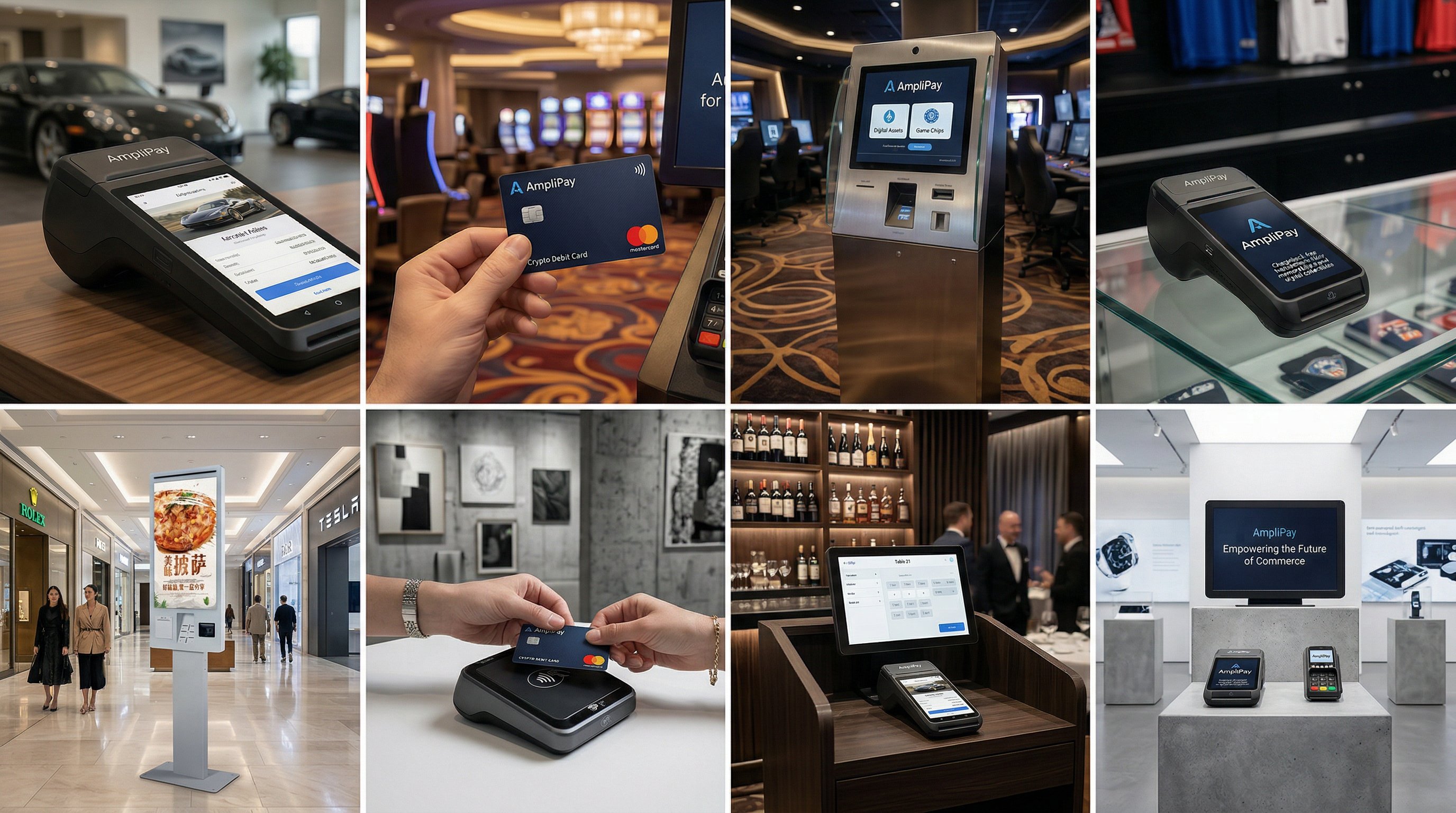 AmpliPay Global crypto blockchain payment terminals — accept Bitcoin, USDT, USDC at your business